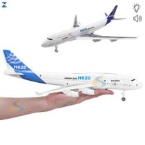 Avião Brinquedo Luz Fricção Som Jumbo H620 Plastico Brinquedo