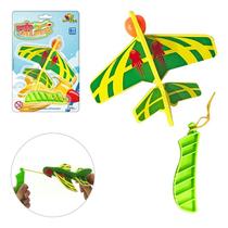 Avião com Estilingue Lançador em Plástico 12,5x14 Cm Para Crinças