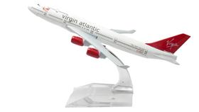 Avião Comercial Boeing 747 Virgin Atlantic - Miniatura de Metal 16 cm