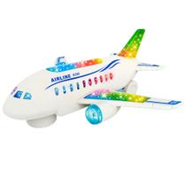 Avião de Brinquedo a Pilha Anda com Som Luz Sensor Bate e Volta Airbus A380