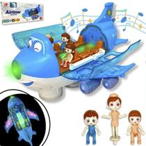 Avião de Brinquedo Azul Masculino Com Passageiros Educativo Envio Garantido Resistente Ideal Para Crianças