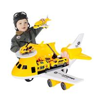 Avião de Brinquedo Educacional 5 em 1 - Com 3 Carros e 1 Helicóptero
