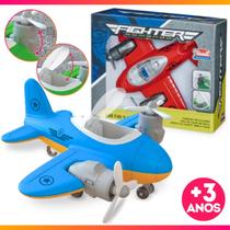 Aviao De Brinquedo Fighter Comando Turbina Articulada Trem de Pouso Retrátil Janela Abre e Fecha