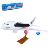 Avião de Brinquedo Grande 40cm Musical Bate e Volta Luz Som