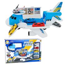 Avião De Carga Brinquedo Interativo Com Porta Lateral E Kit De Veículos Miniatura Pista Rampa