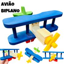 Avião em Madeira BiPlano Aviãozinho Infantil Colorido Brinquedo Educativo Pedagógico Decoração Avião em Madeira BiPlano Aviãozinho Infantil Colorido Brinquedo Educativo Pedagógico Decoração