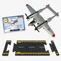 Avião fundido sob pressão Hot Wings Planes P-38 Lightning com pista