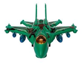 Avião jato caça de combate a pilha bate e volta com luz e som missão de elite etitoys