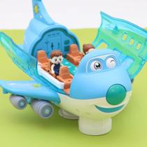 Avião Maluco Infantil Gira 360 Bate e Volta Azul Com Bonecas e Luzes