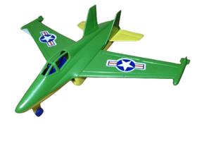 Avião Miniatura Caça de Combate Militar Verde Aviãozinho Plástico