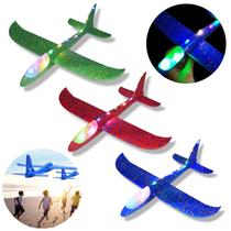 Avião Planador de Isopor Com Luz de Led Brinquedo Que Voa de Verdade Flexível Aeromodelismo Arremesso - Dutetoys