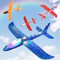 Avião Planador de Isopor Flexível com Led Diversão Criança Voa Alto Infantil