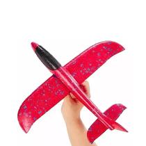 Avião Planador Luz Led Brinquedo Voa Flexível Vermelho - KR Variedades