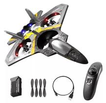Avião Preto Controle 2.4GHz Hélices Resistente