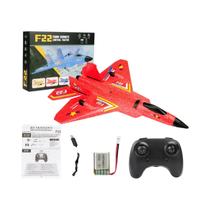 Avião RC Infantil F22 Raptor 2.4G 2CH Luzes LED Planador De Espuma EPP Brinquedo Presente