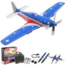 Avião RC LEAMBE P51 4CH com controle remoto Avião Xpilot Azul