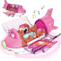 Avião Rosa Feminino Educativo Infantil Musical Com Luzes e Acessórios Entrega Imediata Alta Qualidade Presente Dia Das C