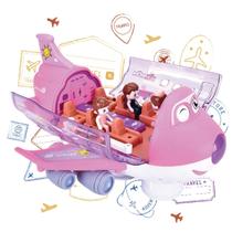 Avião Rosa Feminino Educativo Musical Infantil Com Luzes e Passageiros Entrega Imediata Alta Qualidade Presente Para Cri