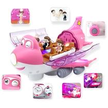Avião Rosa Infantil Com Luz LED