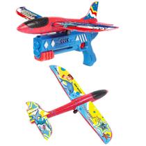 Avião Super Jato Planador Aeromodelo Com Luz Led + Lançador - WUCHILD brinquedo criança