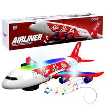 Aviãozinho Infantil Vermelho Musical c/ Luz Movimentos 360º