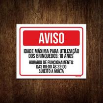 Aviso Idade Máxima 36x46 - Poliestireno 2mm