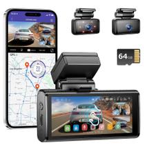 Azdome M580 3 Câmeras Dash Cam 5K Câmera Veicular 64Gb Tela Touch Screen