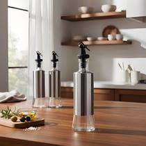 Azeiteiro ou Vinagreiro com Dosador de Aço Inox e Vidro 300ml