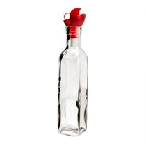 Azeiteiro / vinagreiro de vidro com bico dosador e tampa vermelha - 270ml - Lyor