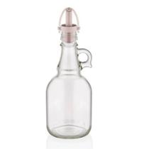 Azeiteiro / vinagreiro de vidro rosa com tampa transparente grande 500ml / porta azeite e vinagre