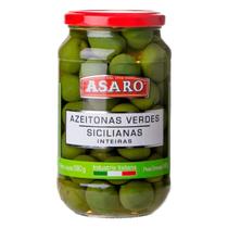 Azeitona Verde Siciliana Asaro Peso liq. 580g Dren.340g Azeitona Verde Siciliana Asaro Peso liq. 580g Dren.340g