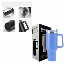 Azul Claro, Parede Dupla - Copo Térmico Grande 1200ml para Bebidas Quentes ou Frias