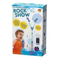 Azul Rock Show Microfone Duplo Pedestal Infantil - DM Toys D