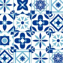 Azulejo Adesivo Lavável Azulejo com Desenho Grego Azul para Cozinha 1 Metro - Papel e Parede
