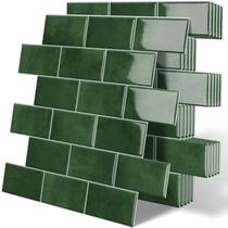 Azulejo autoadesivo 3D verde Tiwoos para backsplash 30 x 30 cm Azulejo autoadesivo 3D verde Tiwoos para backsplash 30 x 30 cm