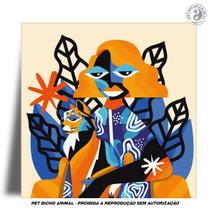 Azulejo Decorativo - Mulher e Gato no Abstracionismo - PET BICHO ANIMAL