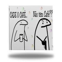 Azulejo Flork Cadê o Café / Não Tem Café 15x15cm + Suporte