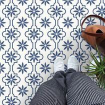 Azulejo MORCART - 20 piezas de vinilo impermeable azul y blanco de 20x20 cm