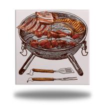 Azulejo Quadro Decorativo Cerveja Churrasco 15x15cm + Suporte