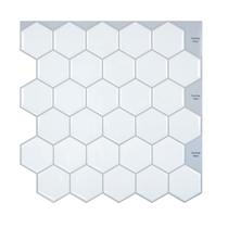 Azulejos adesivos para backsplash HOMEART, 10 folhas, branco hexagonal, 25 x 25 cm