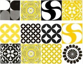 Azulejos de Porcelana KIt com 42 peças de Decorativos Yellow&Black( Alta Durabilidade)