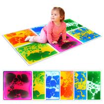 Azulejos sensoriais SMALL FISH Liquid Play Mats, pacote com 6 unidades para crianças Azulejos sensoriais SMALL FISH Liquid Play Mats, pacote com 6 unidades para crianças