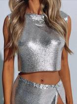 B0442-Blusa Festa Balada Sexy Metalizado Brilho Show Luxo 05s03