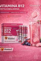 B12 Metilcobalamina Vitamina C Frutas Vermelhas 30 comprimidos Efervescente B12 Metilcobalamina Vitamina C Frutas Vermelhas 30 comprimidos Efervescente
