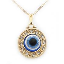 B89101 - gargantilha olho grego com circulo de strass 1,8cm - dourado