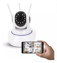Babá Eletrônica Infantil Câmera Wifi Sem Fio Visão Noturna Microfone 360º Giratória 3 Antenas Com App