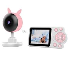 Babá Eletrônica Sem Fio Tela Lcd 2.8 Polegada Câmera Noturna Cor Rosa - Baby monitor