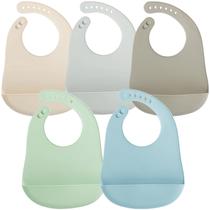 Babador Alimentar PandaEar 5 Unidades de Silicone Impermeável com Bolso Babador Alimentar PandaEar 5 Unidades de Silicone Impermeável com Bolso