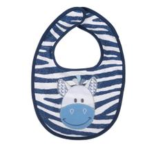 Babador azul bordado zebra para bebê