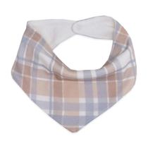 Babador Bandana Atoalhado - Xadrez Azul e Marrom - Mini & Co.